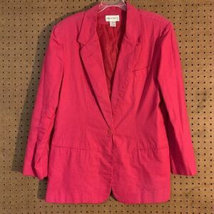 Vintage Blazer Jacket‎ Preppy Academia Prophecy Linen Bright Pink Bold Funky 18